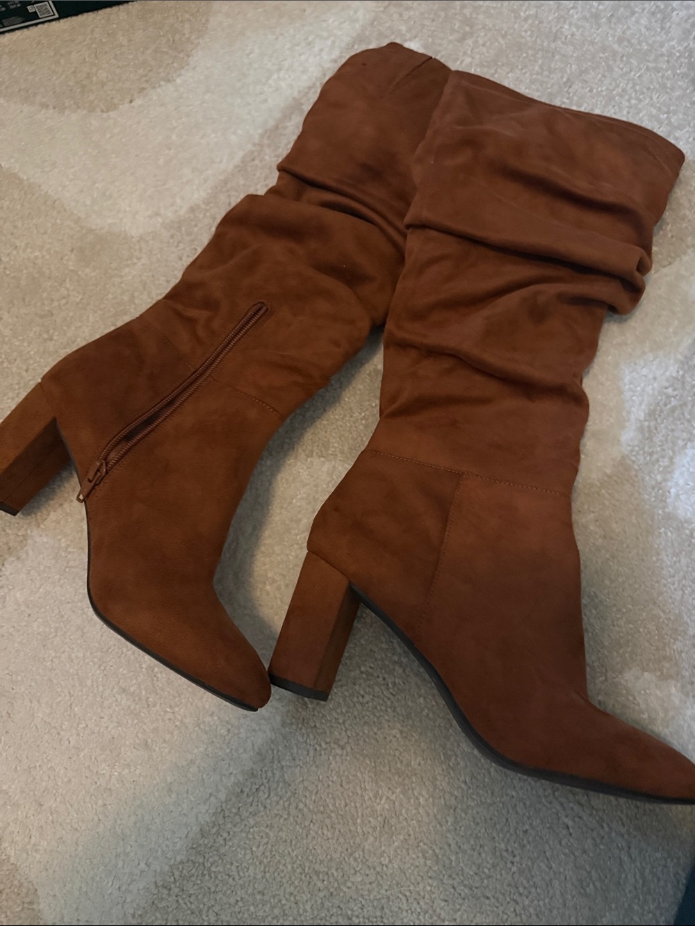 J. Crew Rust Suede Slouch Block Heel Boots